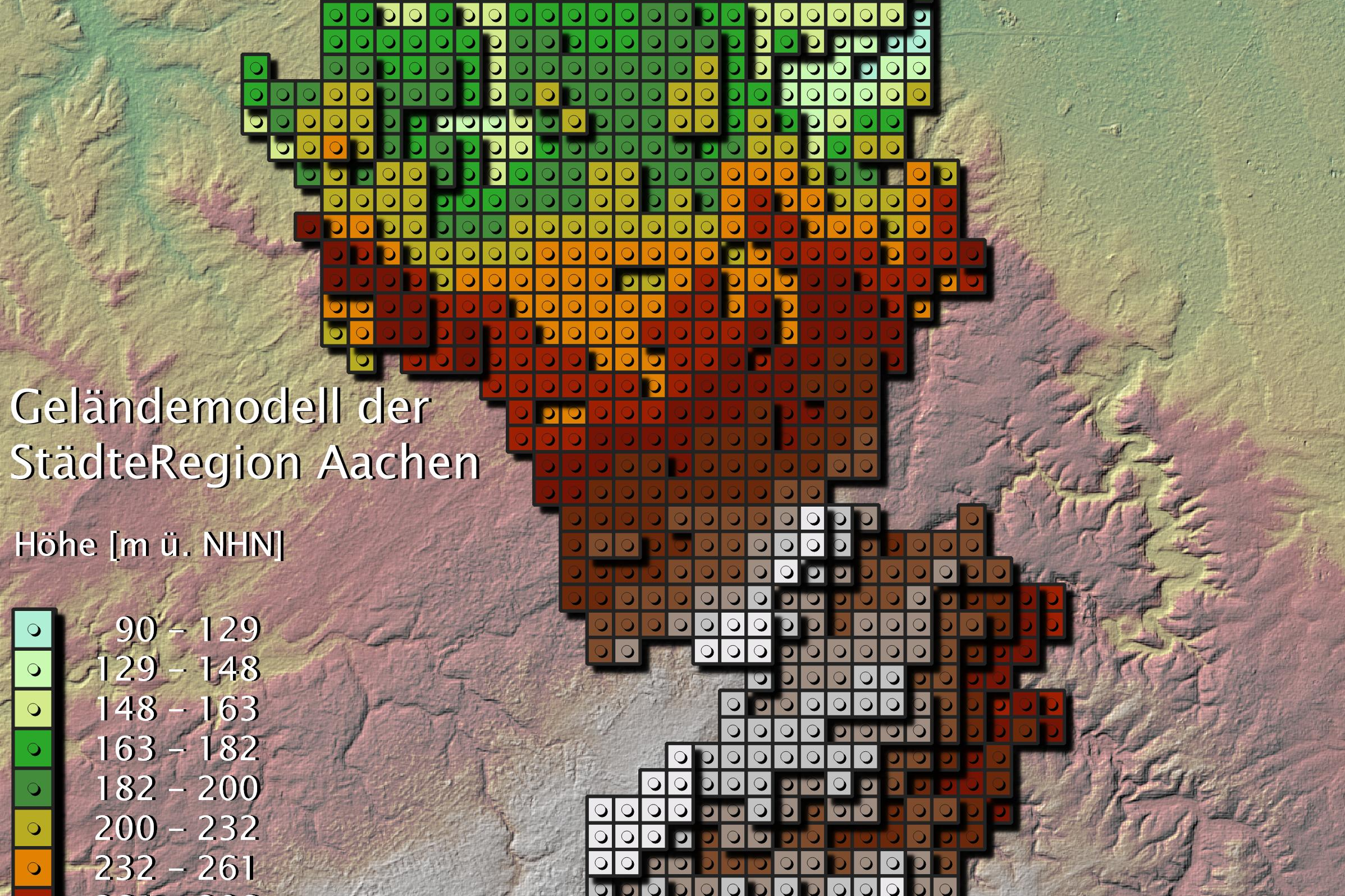 Das Geländemodell der Städteregion im Lego-Format