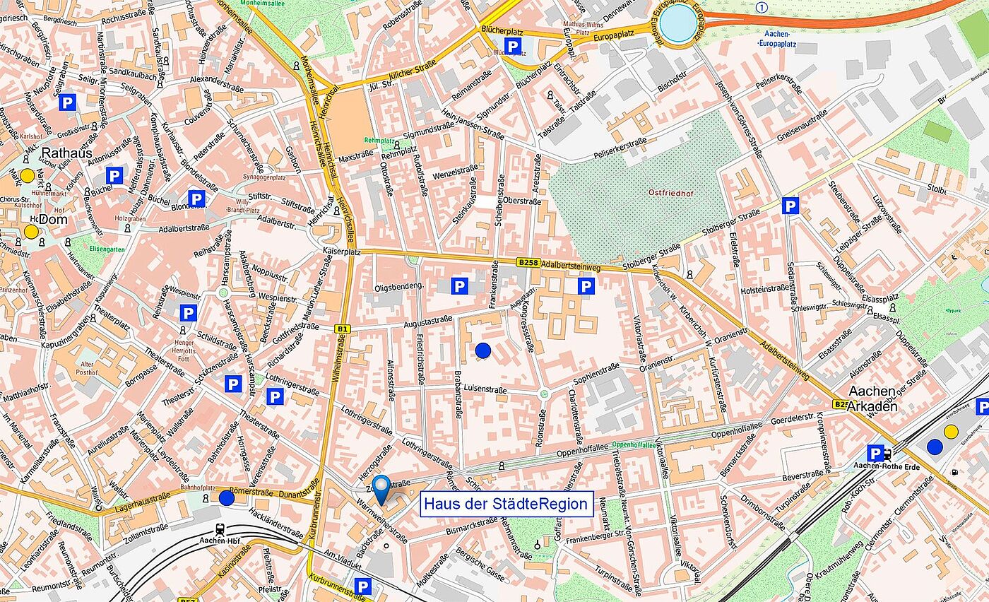 Umgebungskarte Haus der StädteRgeion Aachen