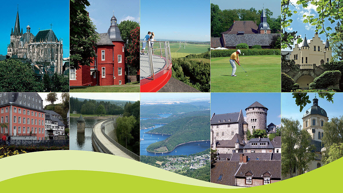 Collage von zehn Bildern aus allen Kommunen der StädteRegion Aachen