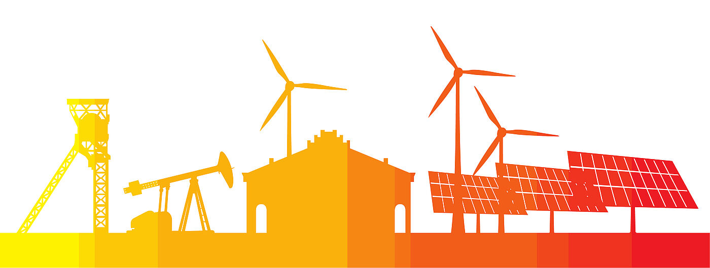 Abbildung von Anlagen zur Energiegewinnung