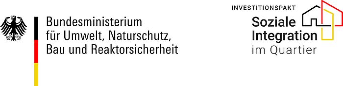 Logo des BMUB und des Programms Investitionspakt Soziale Integration im Quartier