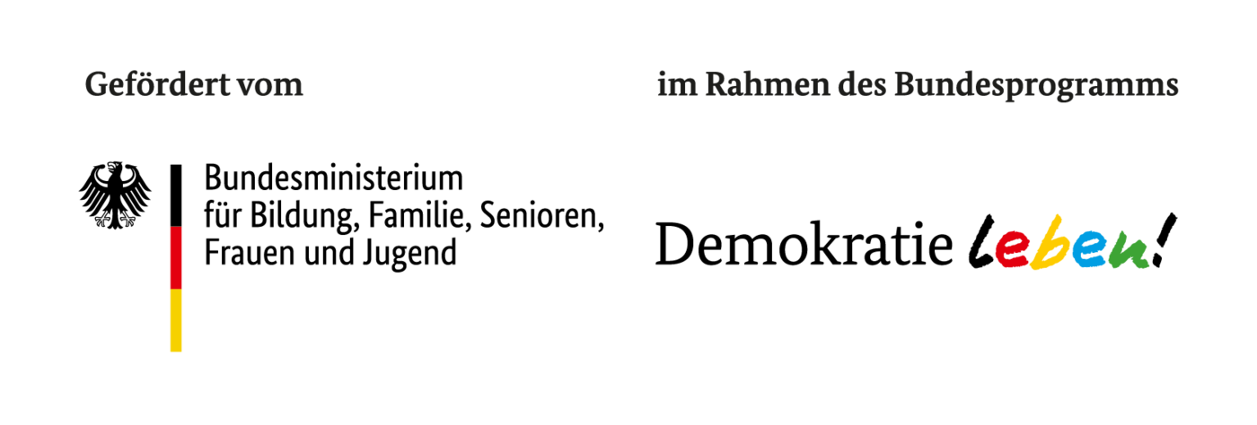 Zu sehen ist das Logo des Föerderprogramms Demokratie leben! des Bundesministeriums für Familie, Senioren, Frauen und Jugend