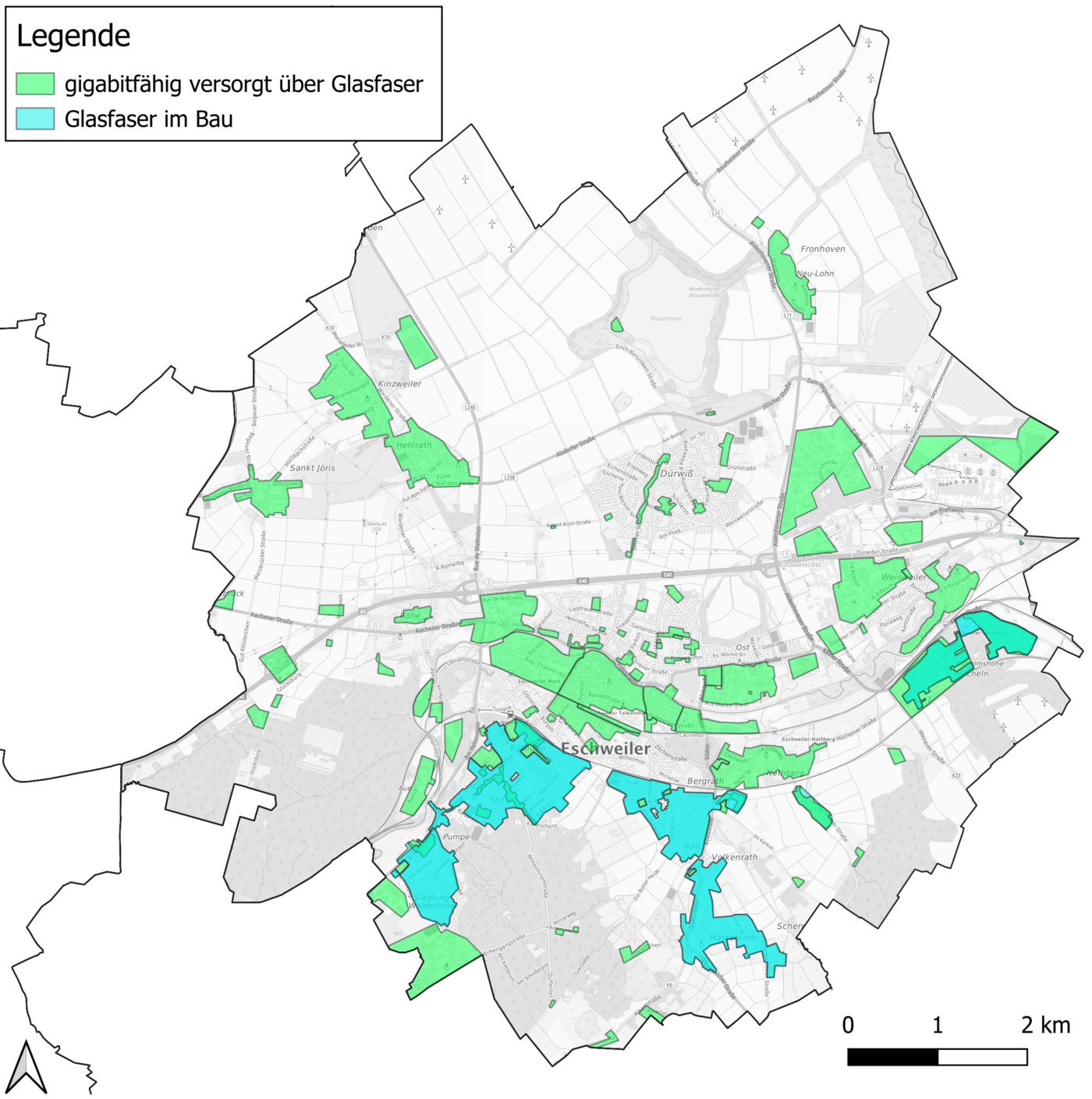 Glasfaserversorgung Eschweiler, Stand Oktober 2026