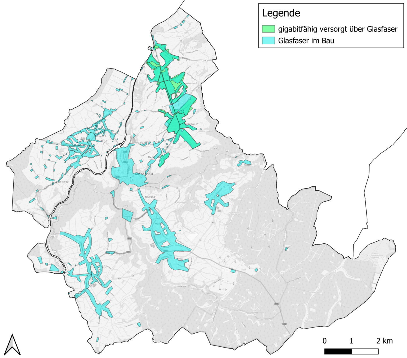 Glasfaserversorgung Monschau, Stand Oktober 2026