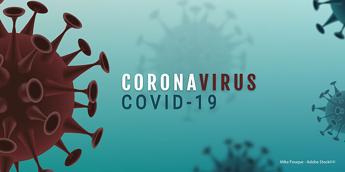 Coronavirus und Aufschrift