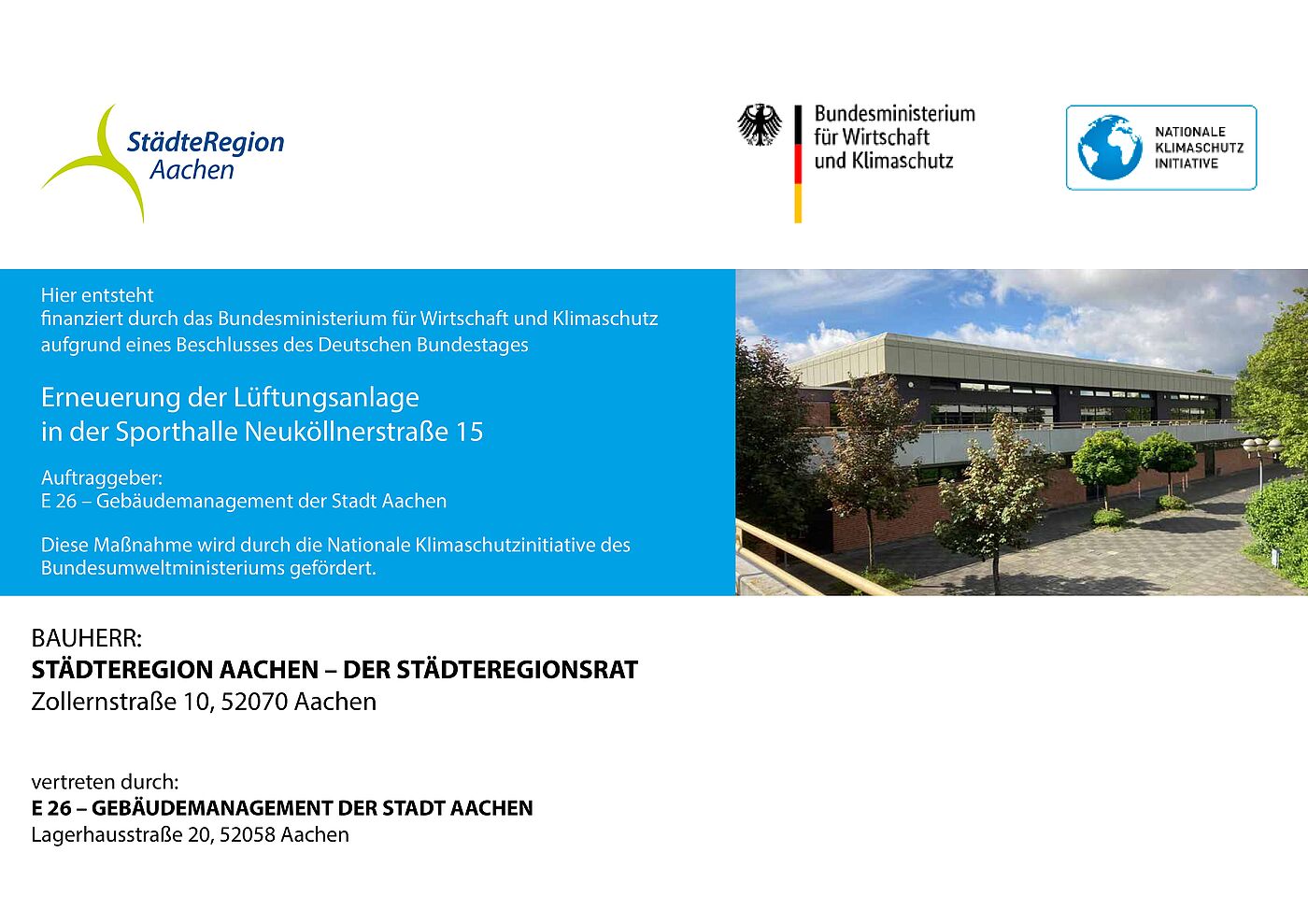 Erneuerung der Lüftungsanlage in der Sporthalle Neuköllnerstraße 15