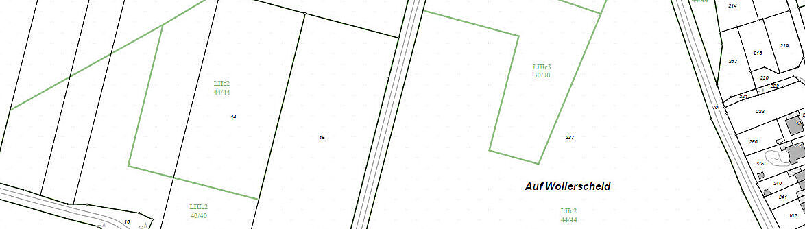 Beispiel eines Auszugs aus dem Liegenschaftskataster als Schätzungskarte