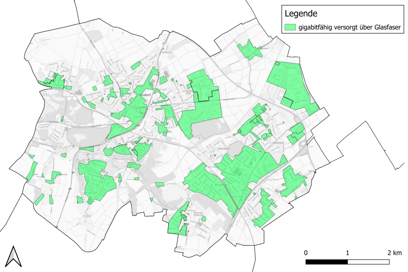 Glasfaserversorgung Alsdorf, Stand Oktober 2026