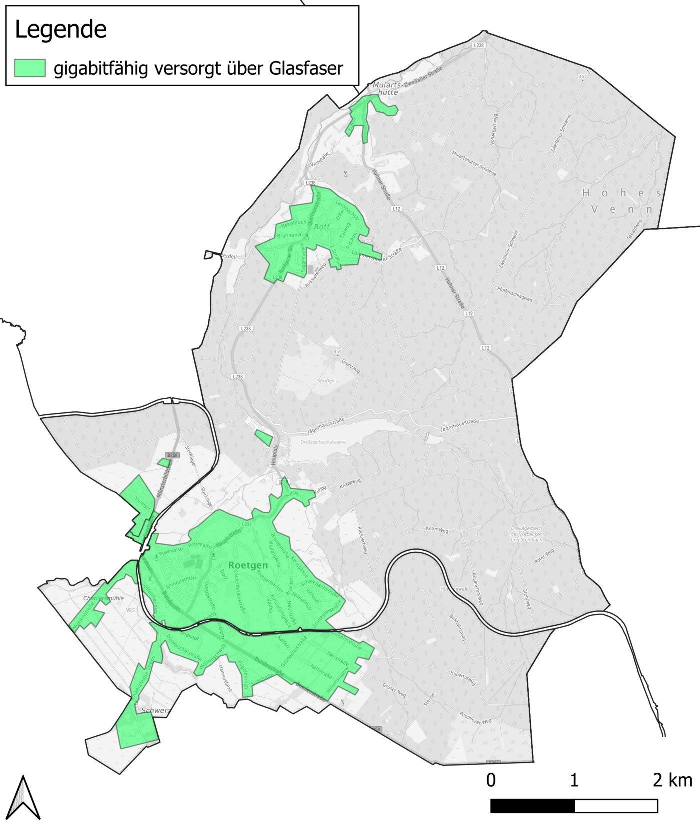 Glasfaserversorgung Roetgen, Stand Oktober 2026