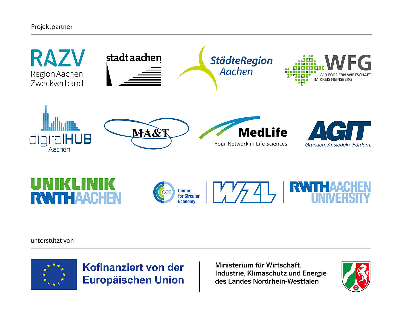 Logos der Projektpartner und der EU sowie des Landes NRW