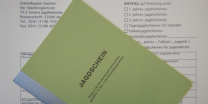 Antrag auf Jagdschein bei der StädteRegion Aachen und ein Jagdschein
