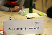 Themenaufsteller "Partizipation im Wohnort" im Word Café