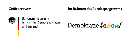 Zu sehen ist das Logo des Föerderprogramms Demokratie leben! des Bundesministeriums für Familie, Senioren, Frauen und Jugend