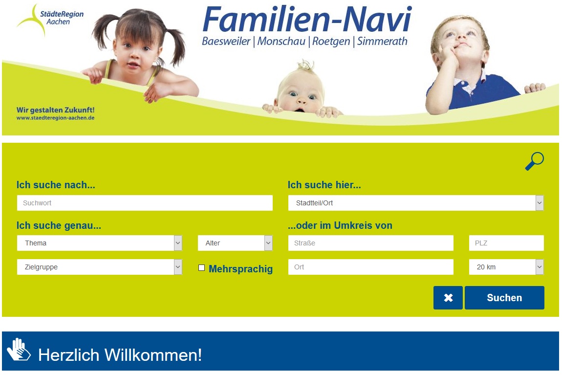 Startseite des Online Familien-Navis