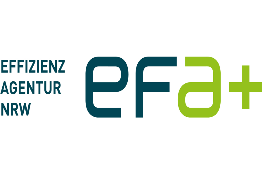 efa+ Logo, dunkelblau und grüner Schriftzug auf weißem Hintergrund