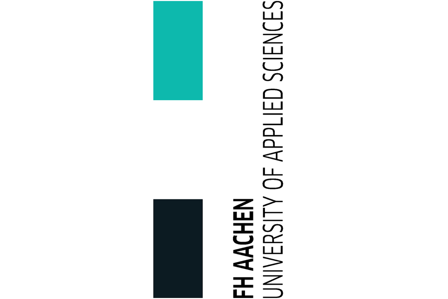 FH Aachen Logo, schwarzer Schriftzug mit schwarz und türkisem Balken auf weißem Hintergrund