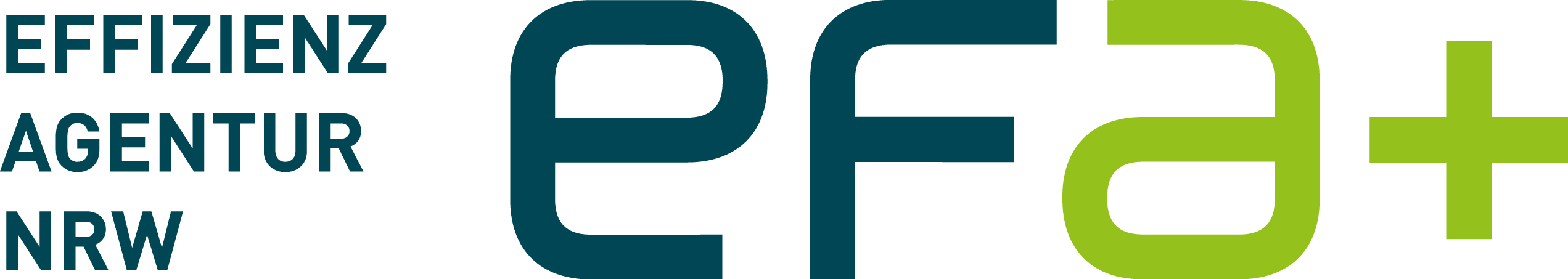 efa+ Logo, dunkelblauer und grüner Schriftzug auf weißem Hintergrund