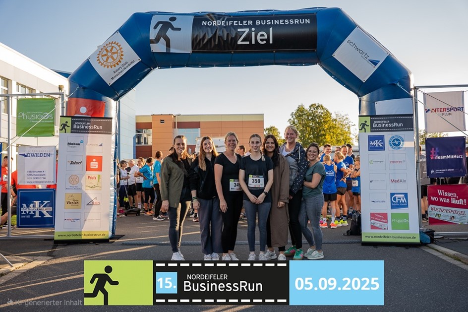 Teammitglieder des Familienzentrum "Die Sonnenblume" an der Ziellinie